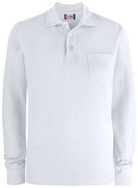Clique Basic Polo L/S Pocket - Wit