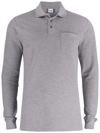 Clique Basic Polo L/S Pocket - Grijsmelange