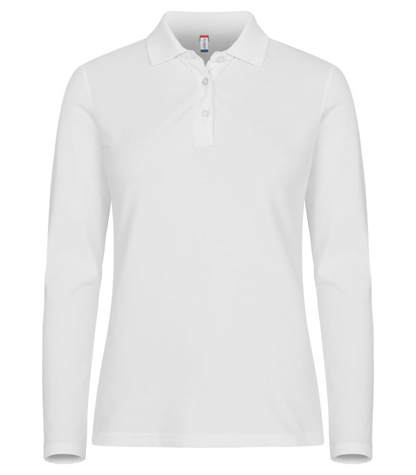 Clique Stretch Premium Polo Women L/S - Wit