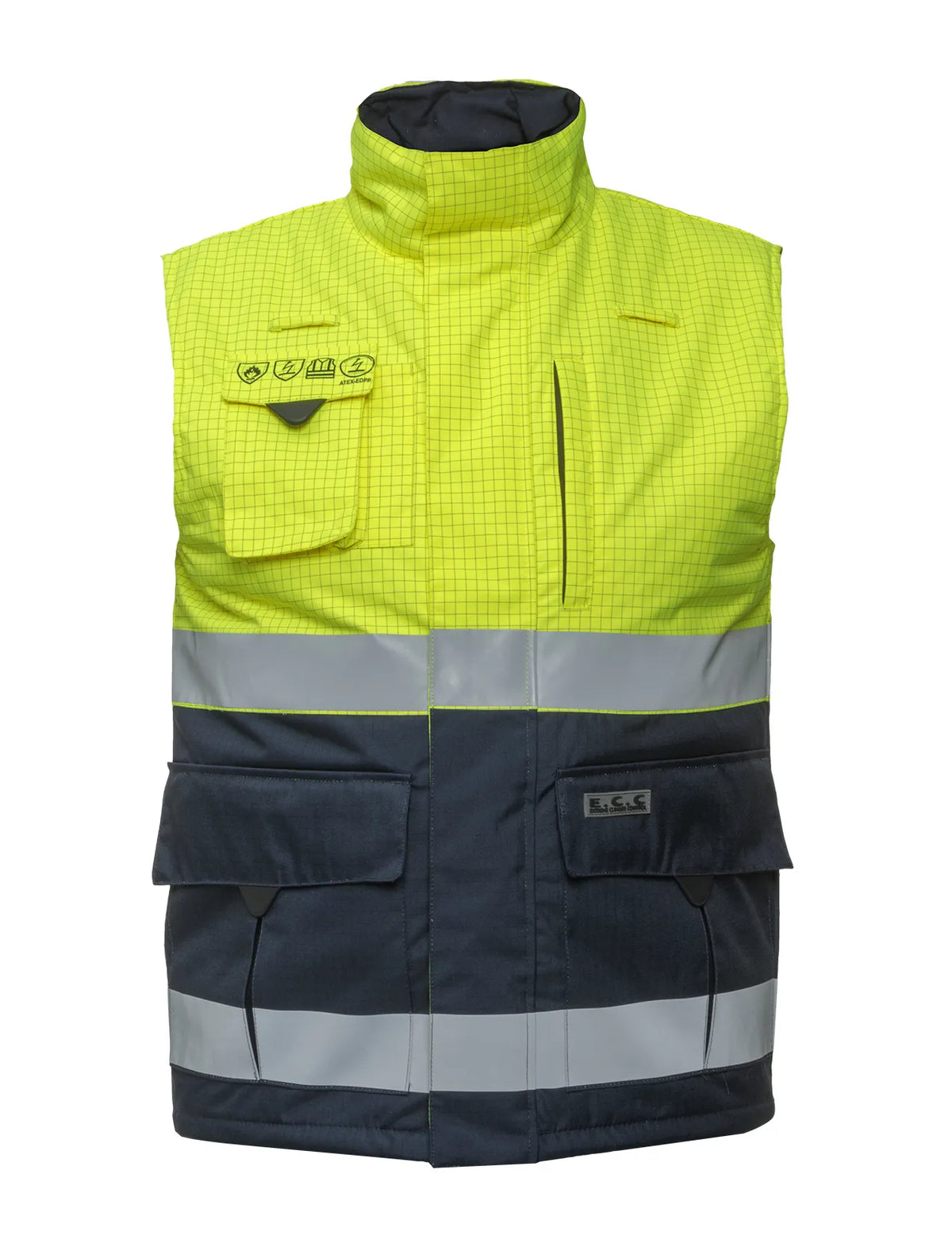 Multinorm Bodywarmer Metz, fluor geel - marine