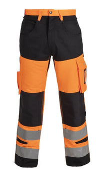 EN 20471 Broek Hertford, fluor oranje - zwart