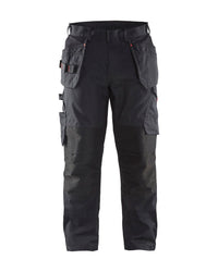 1496 Service werkbroek stretch met gereedschapszakken - Zwart/Rood