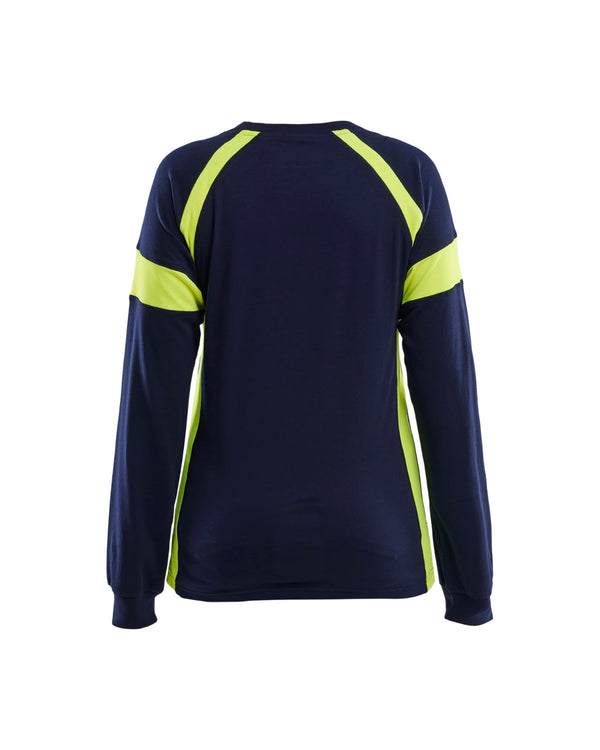 3521 Dames T-shirt lange mouwen Visible - Marine/High Vis Geel