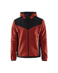 5940 Gebreid jack met softshell - Gebrand rood/Zwart