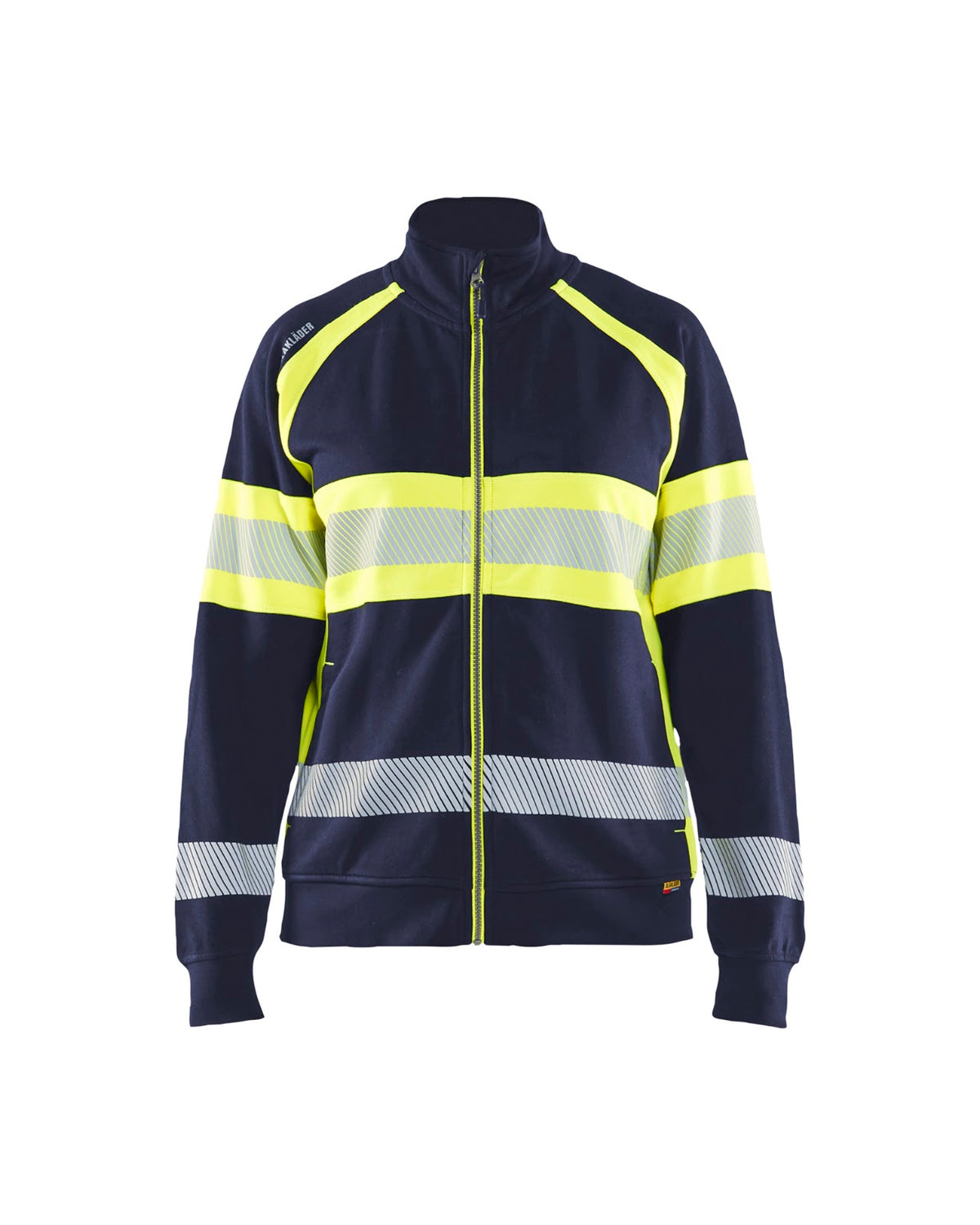 3505 Dames sweatshirt met rits High Vis - Marine/High Vis Geel