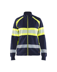 3505 Dames sweatshirt met rits High Vis - Marine/High Vis Geel