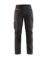 7195 Dames service werkbroek stretch - Zwart/Rood