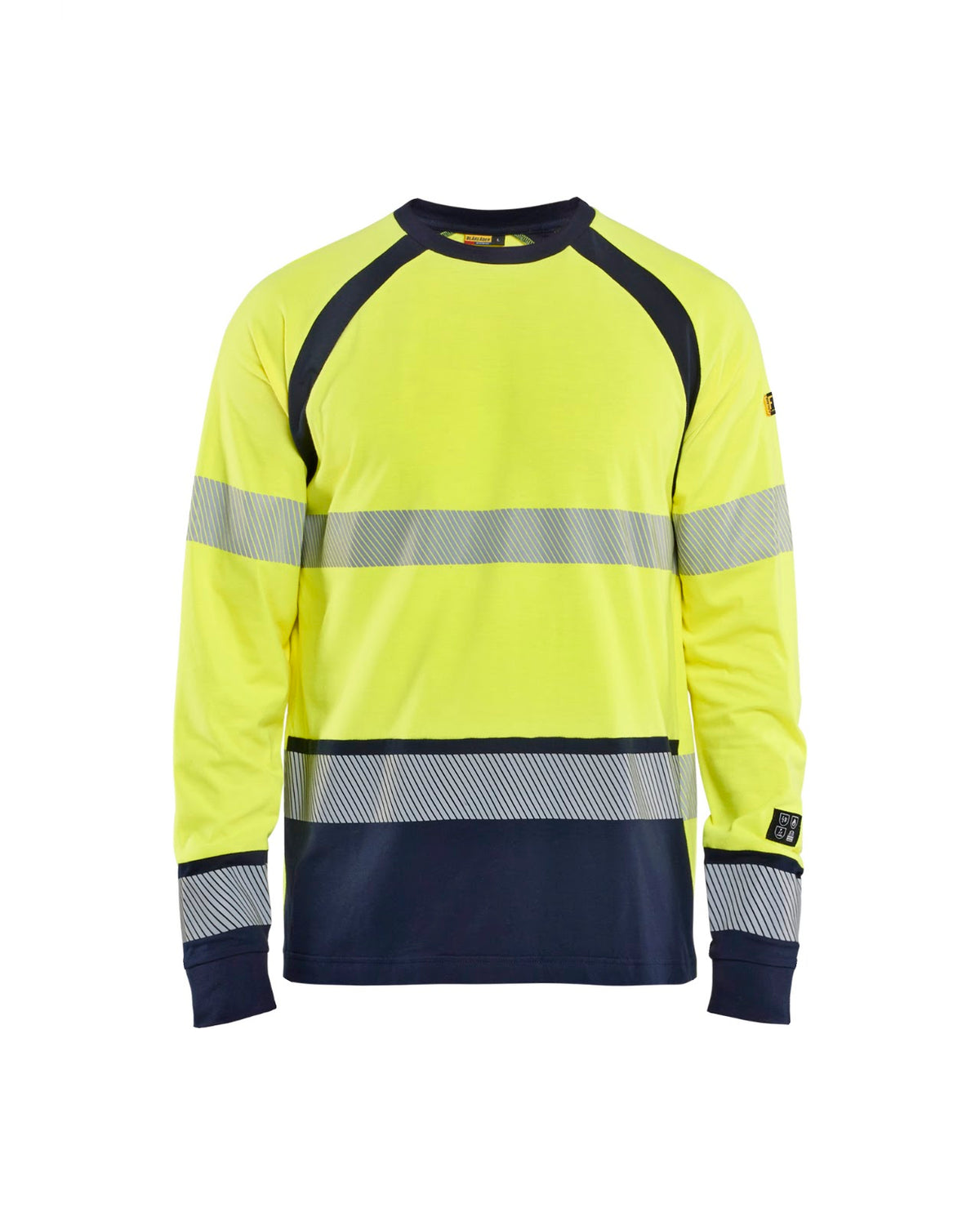 3436 Multinorm T-shirt lange mouwen Inherent - High Vis Geel/Marineblauw