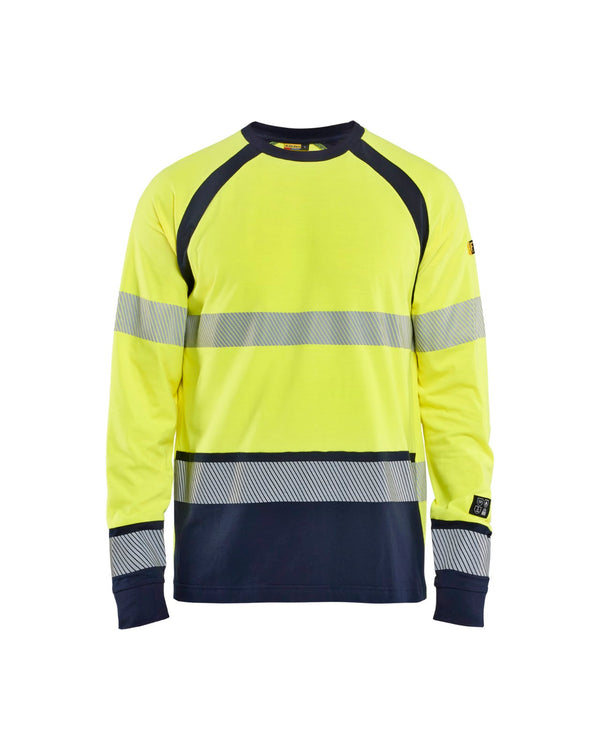 3436 Multinorm T-shirt lange mouwen Inherent - High Vis Geel/Marineblauw