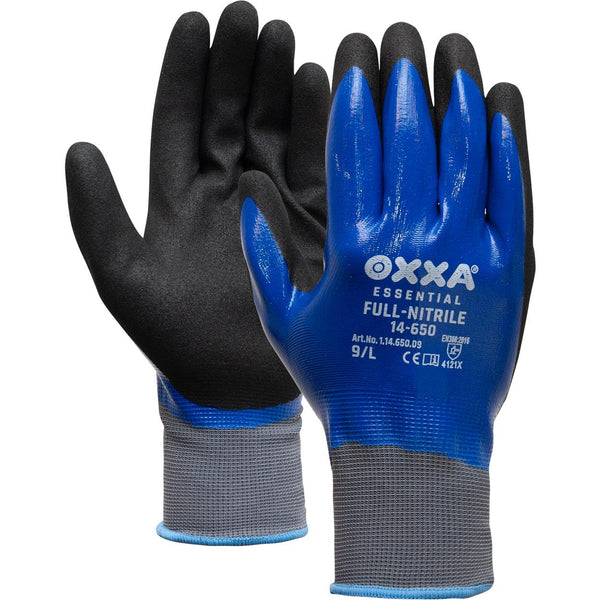 Full-Nitrile 14-650 handschoen - zwart/blauw