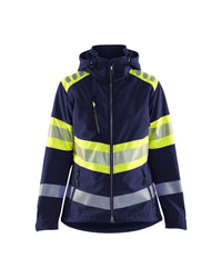 4404 Dames Softshell Jack High Vis - Marine/High Vis Geel