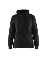 3395 Dames hooded sweatshirt met rits katoen - Zwart