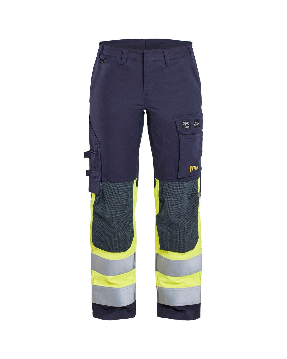 7187 Dames Multinorm werkbroek stretch Inherent - Marine/High Vis Geel