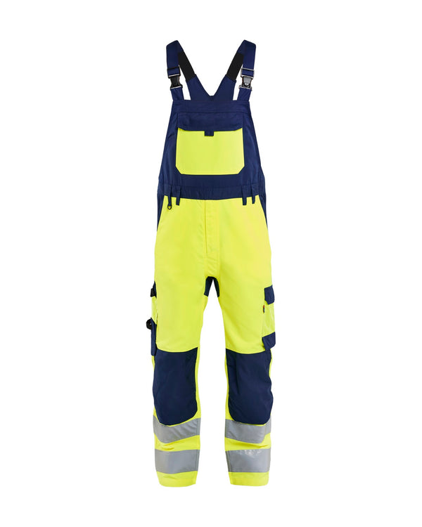 2663 High Vis bretelbroek - High Vis Geel/Marineblauw