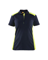 3390 Dames poloshirt - Donker marineblauw/High Vis Geel