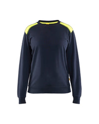 3408 Dames Sweatshirt bi-colour - Donker marineblauw/High Vis Geel
