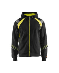 3433 Hooded sweatshirt met rits Visible - Zwart/High Vis Geel
