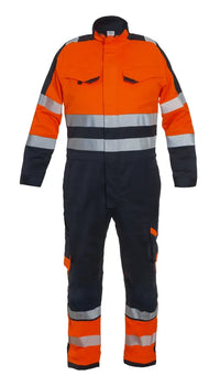 Overall Oakham, marine - fluor oranje