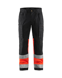 1551 High Vis Werkbroek met stretch - Zwart/High Vis Rood
