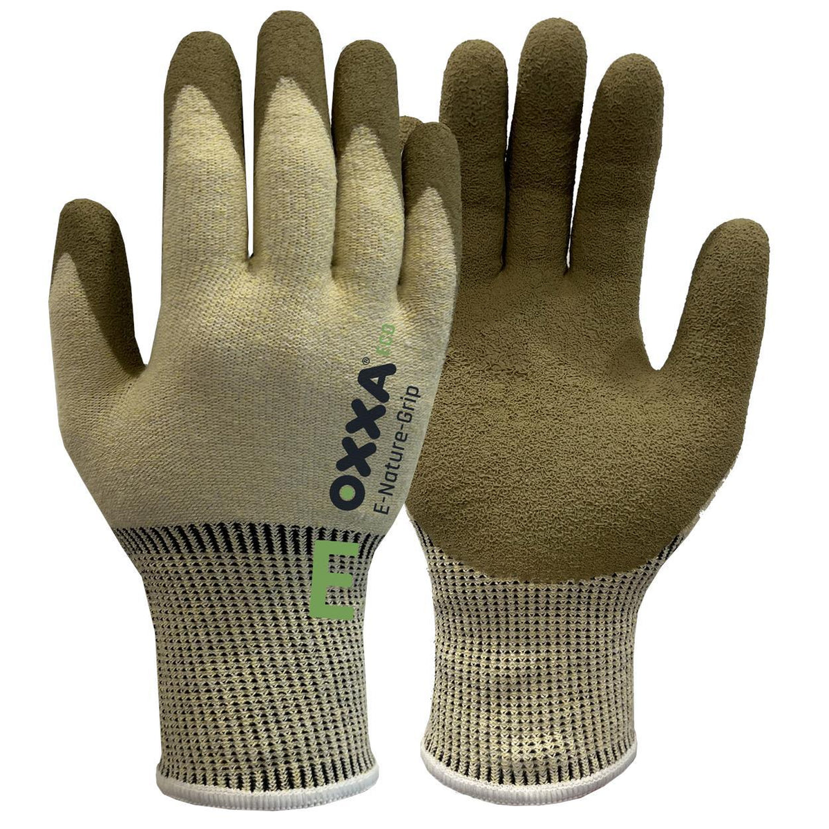 E-Nature-Grip Cut E 52-710 handschoen - Olijfgroen/zachtgeel