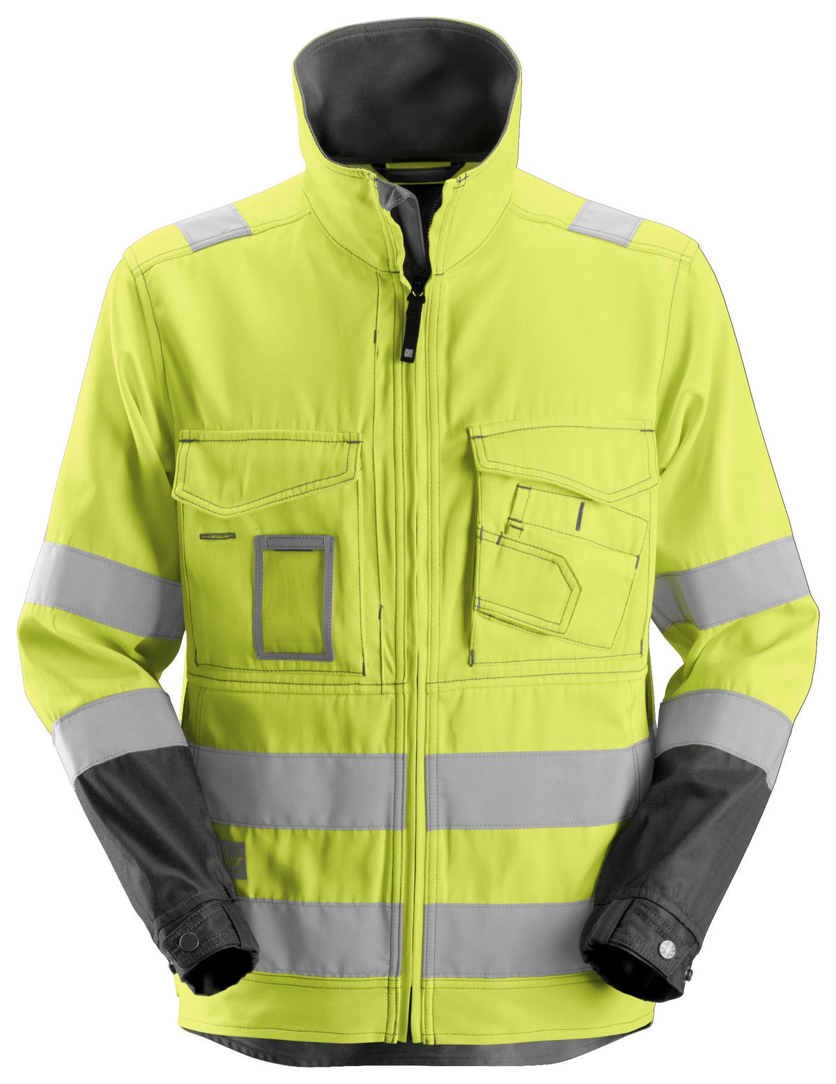 1633 Geel, High Visibility - Gemeleerd grijs