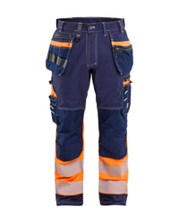 1794 High Vis werkbroek met stretch en gereedschapszakken katoen - Marineblauw/Oranje