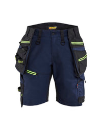 7175 ames short met stretch en afneembare gereedschapszakken - Donker marineblauw/High Vis Geel