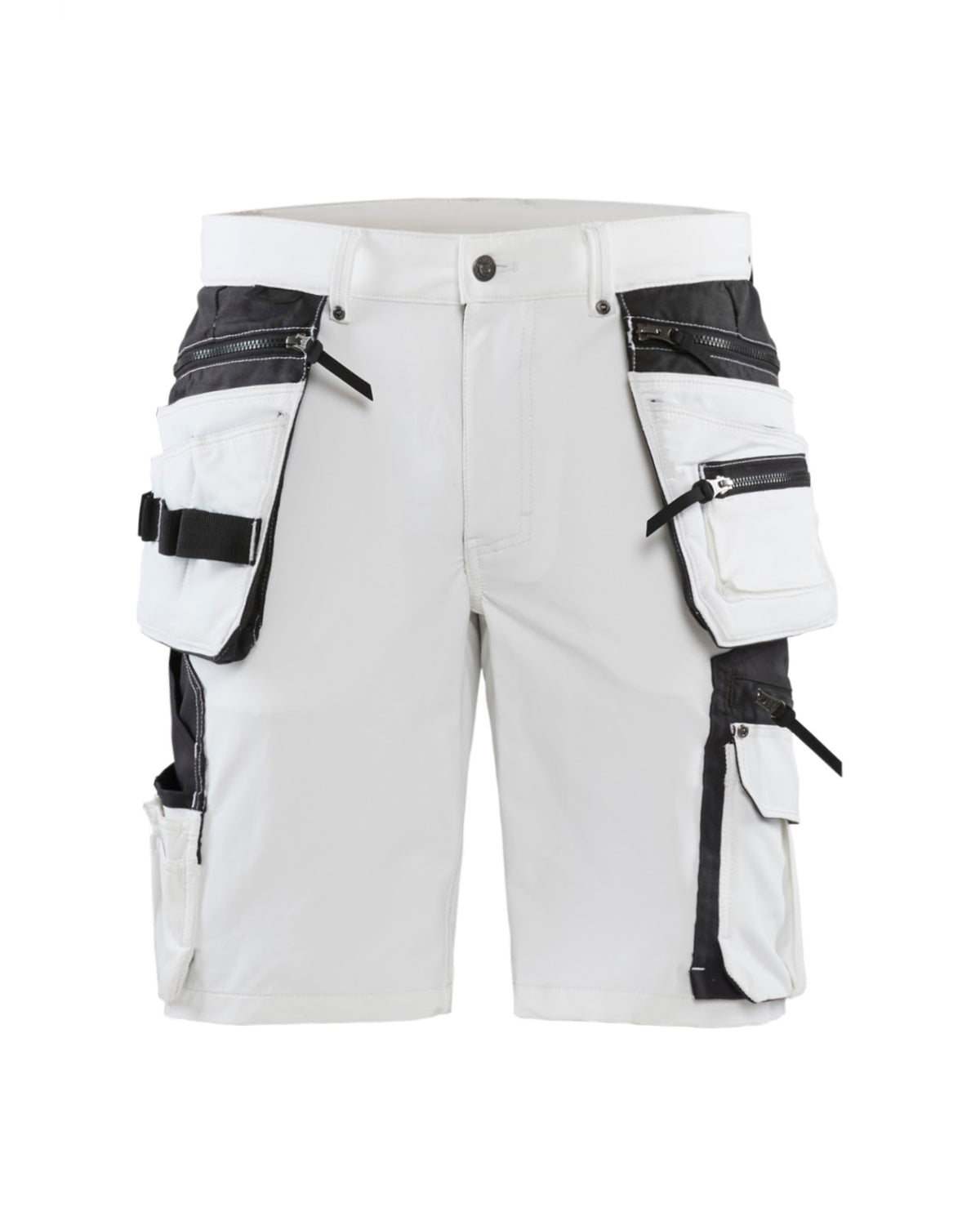 1088 Schildersshort 4-weg stretch met gereedschapszakken - Wit/Donkergrijs