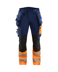 1125 High Vis werkbroek 4-weg stretch met afneembare gereedschapszakken - Marineblauw/Oranje