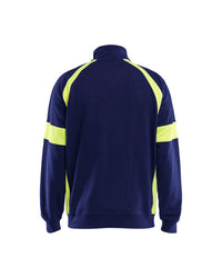 3567 Sweatshirt met rits visible - Marine/High Vis Geel