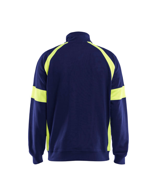 3567 Sweatshirt met rits visible - Marine/High Vis Geel