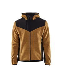 5940 Gebreid jack met softshell - Honinggoud/Zwart