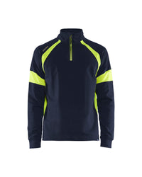 3550 Sweatshirt met halve rits Visible - Marine/High Vis Geel