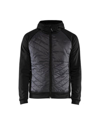3463 Hooded Hybride sweatshirt met rits - Zwart/Donkergrijs
