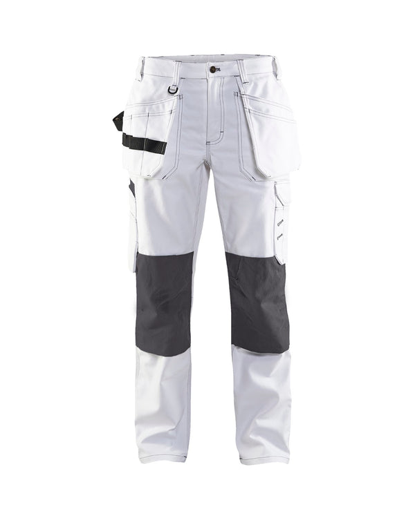 7131 Dames Schildersbroek met gereedschapszakken - Wit/Donkergrijs
