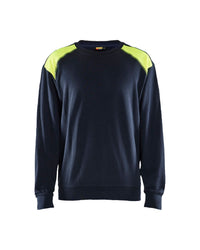 3580 Sweatshirt bi-colour - Donker marineblauw/High Vis Geel