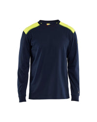 3483 Vlamvertragend T-shirt lange mouwen Inherent - Marine/High Vis Geel