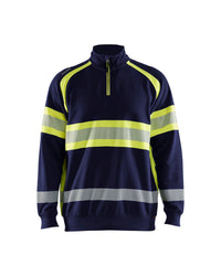 3553 Sweatshirt met halve rits High Vis - Marine/High Vis Geel