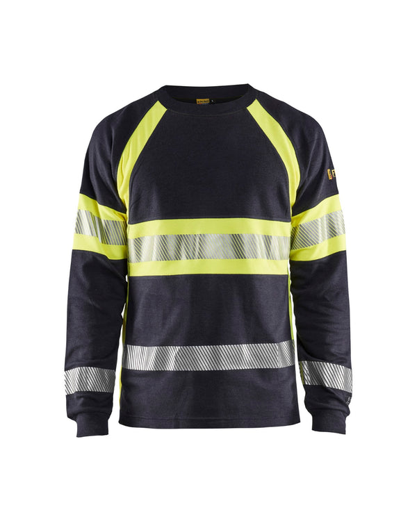 3484 Multinorm T-shirt lange mouwen Inherent - Marine/High Vis Geel
