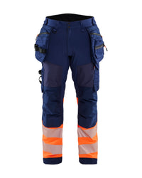 1821 High Vis werkbroek softshell met afneembare gereedschapszakken - Marineblauw/Oranje
