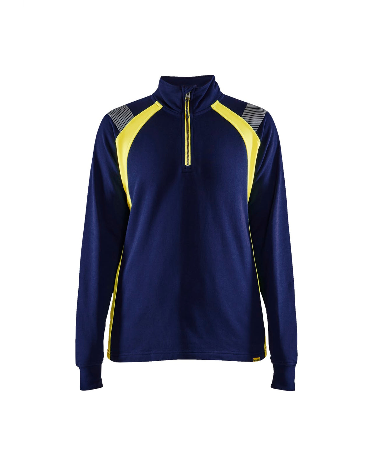 3403 Dames sweatshirt met halve halve rits Visible - Marine/High Vis Geel