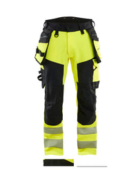 1122 High Vis werkbroek 4-weg stretch met afneembare gereedschapszakken - High Vis Geel/Zwart