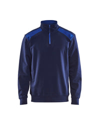 3353 Sweatshirt bi-colour met halve rits - Marineblauw/Korenblauw