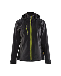 4719 Dames softshell jack - Zwart/High Vis Geel