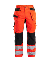 1565 High Vis Werkbroek met ventilatie en gereedschapszakken - High Vis Rood/Zwart