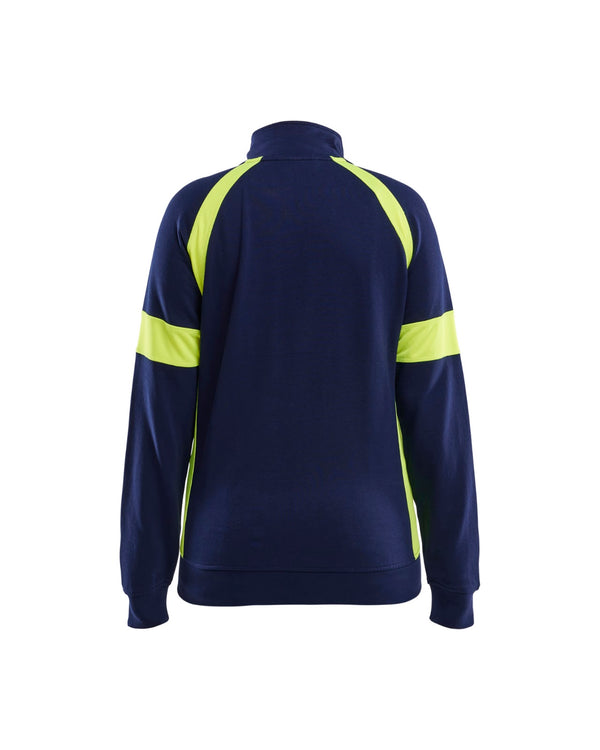 3568 Dames Sweatshirt met rits Visible - Marine/High Vis Geel