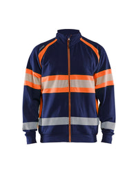 3551 Sweatshirt met rits High vis - Marineblauw/Oranje
