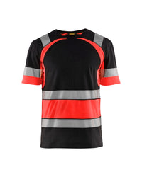 3421 T-shirt High Vis - Zwart/High Vis Rood