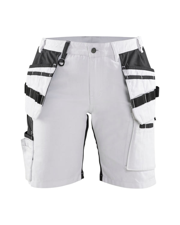 7171 Dames Schildersshort met stretch en gereedschapszakken - Wit/zwart