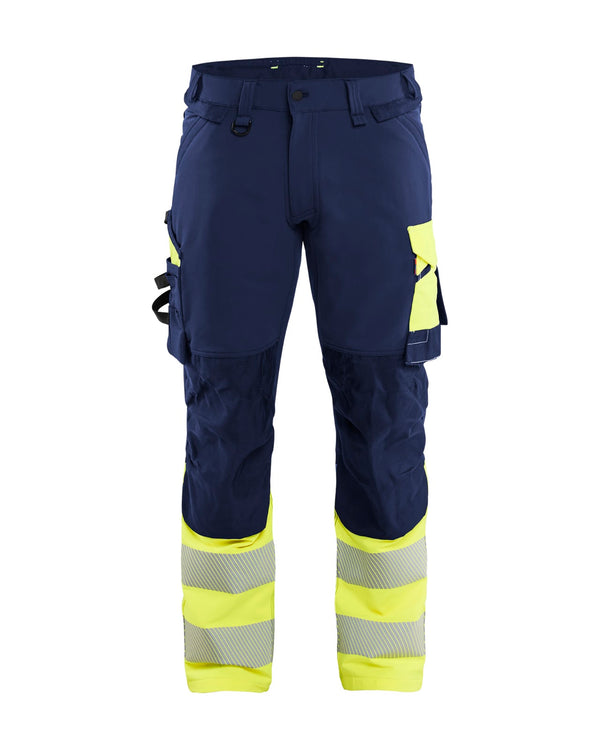 1126 High Vis werkbroek 4-weg stretch - Marine/High Vis Geel